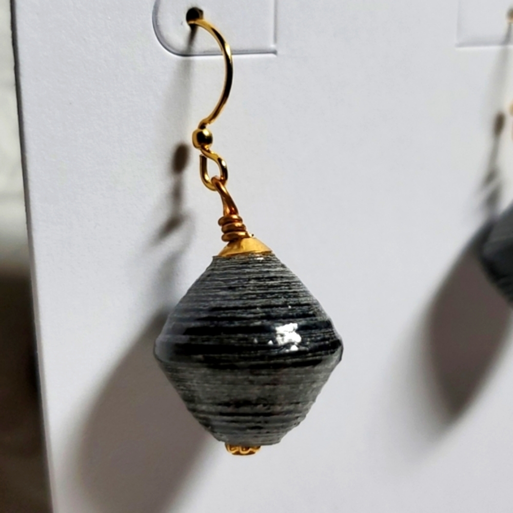 Akola "Annette" Drop Earrings, Onyx - Picture 3 of 9